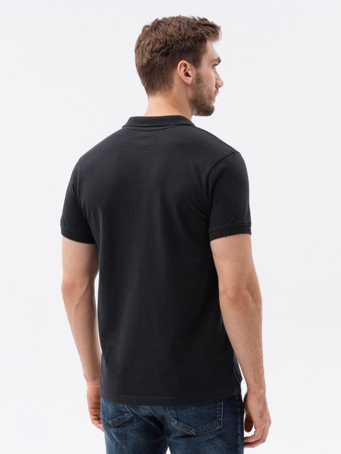 Koszulka męska polo z dzianiny pique - czarna V1 S1374 - XXL