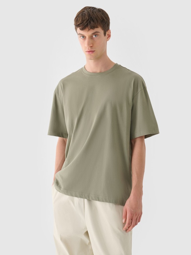 T-shirt oversize gładki męski Outhorn - khaki