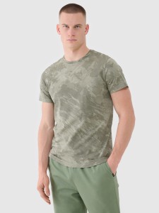 T-shirt regular z nadrukiem męski - oliwkowy/khaki