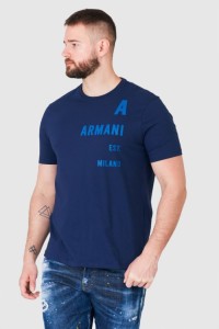 ARMANI EXCHANGE Granatowy t-shirt męski z niebieskim logo