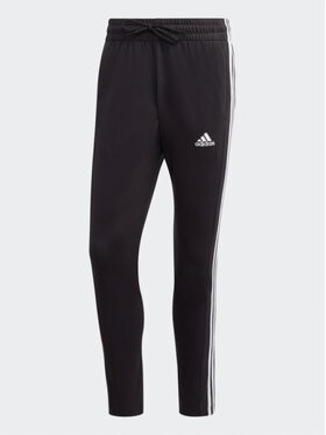 adidas Spodnie dresowe Essentials Single Jersey Tapered Open Hem 3-Stripes Joggers IC0044 Czarny Regular Fit