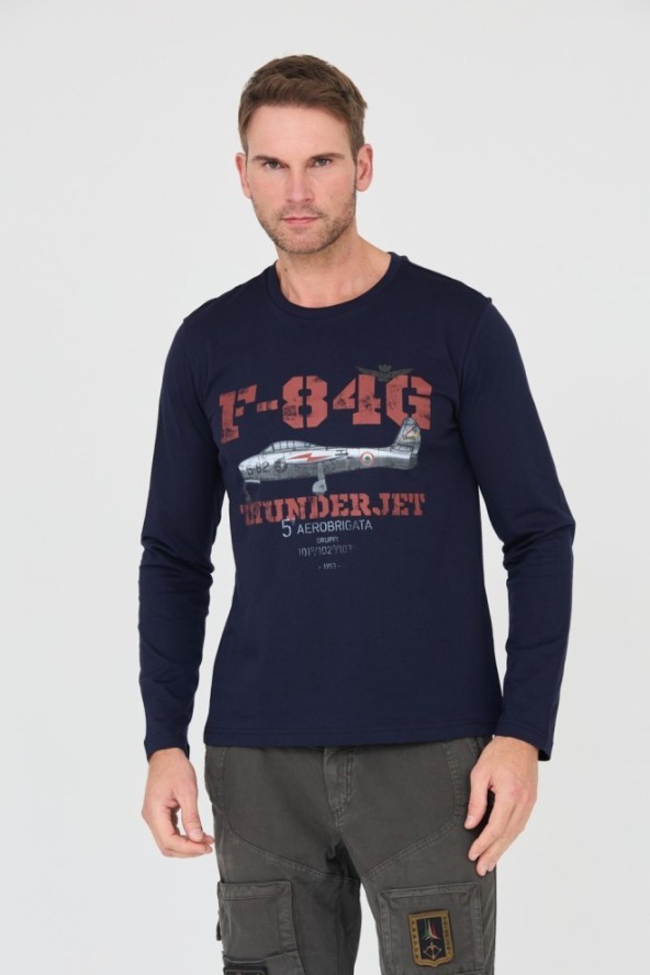 AERONAUTICA MILITARE Granatowy longsleeve F-84G Thunderjet