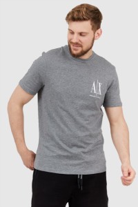 ARMANI EXCHANGE Szary t-shirt męski z wyszywanym logo