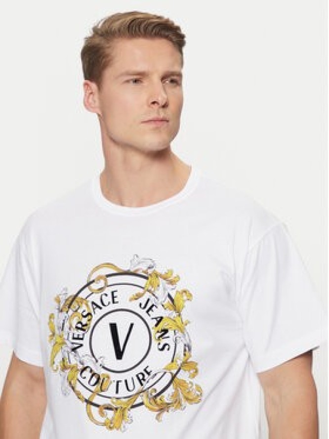 Versace Jeans Couture T-Shirt 78GAHC01 Biały Regular Fit