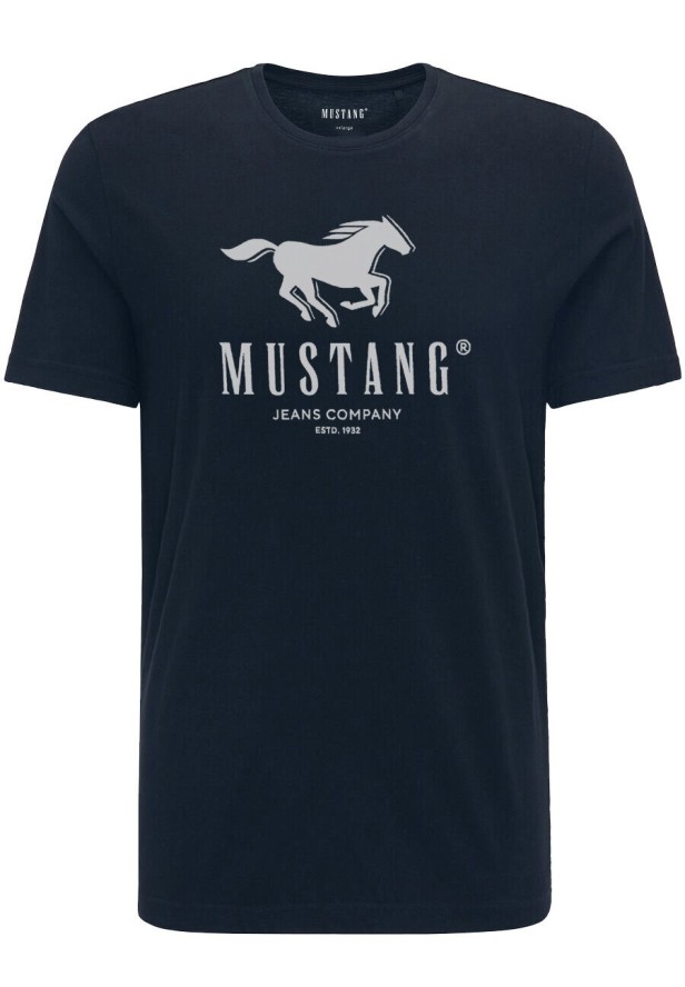 MUSTANG ALEX C PRINT MĘSKI T-SHIRT KOSZULKA LOGO TEE DARK SAPPHIRE 1015051 4136