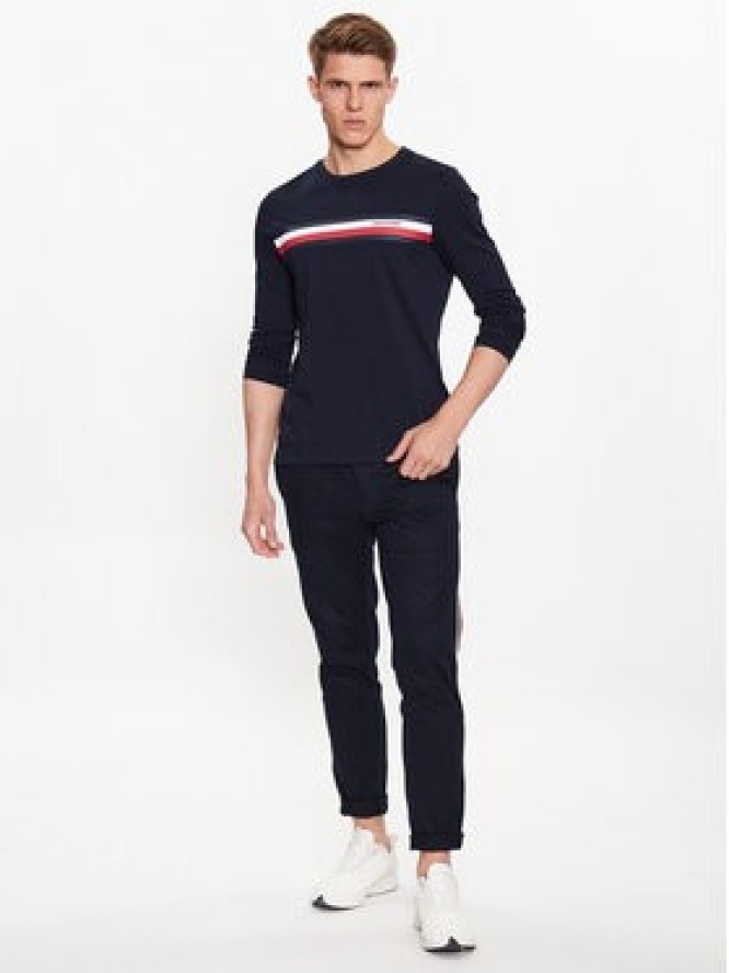 Tommy Hilfiger Longsleeve Monotype Chest Stripe MW0MW32366 Granatowy Slim Fit