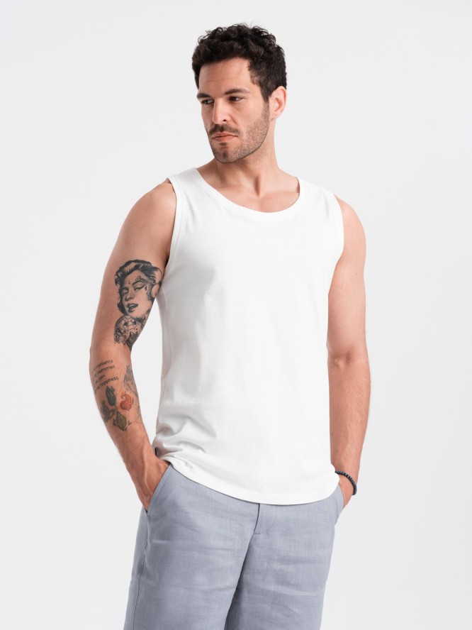 Męska bawełniana koszulka tank top BASIC – biała V1 OM-TSBT-0192 - XXL