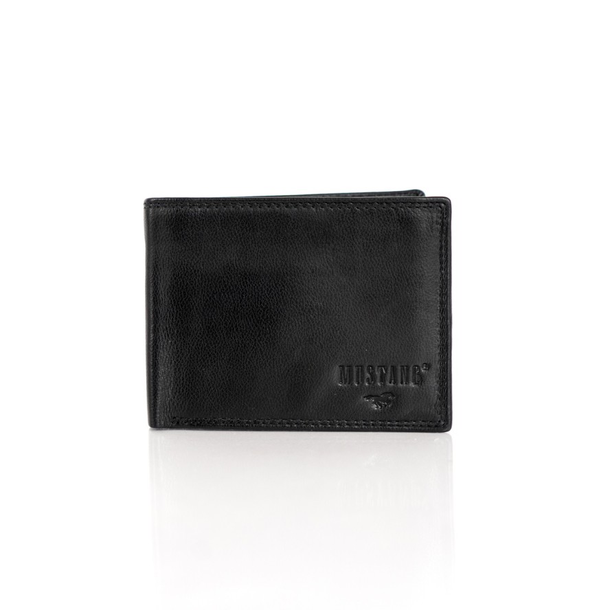 MUSTANG UDINE WALLET MĘSKI SKÓRZANY PORTFEL PREMIUM POJEMNY NA KARTY SKÓRA BLACK 06.101800