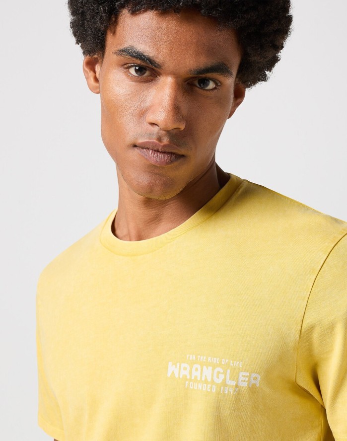 WRANGLER GRAPHIC TEE MĘSKA KOSZULKA T-SHIRT LOGO VARSITY YELLOW 112350430