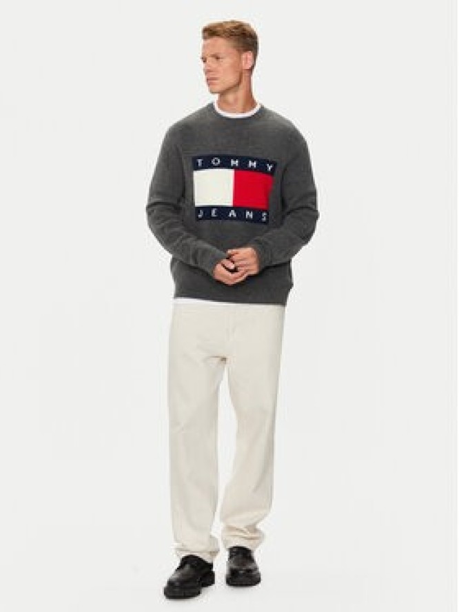 Tommy Jeans Sweter Flag DM0DM19442 Szary Regular Fit