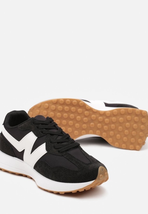 Czarne Płaskie Buty Sportowe Sneakersy z Geometrycznym Wzorem Iriefra