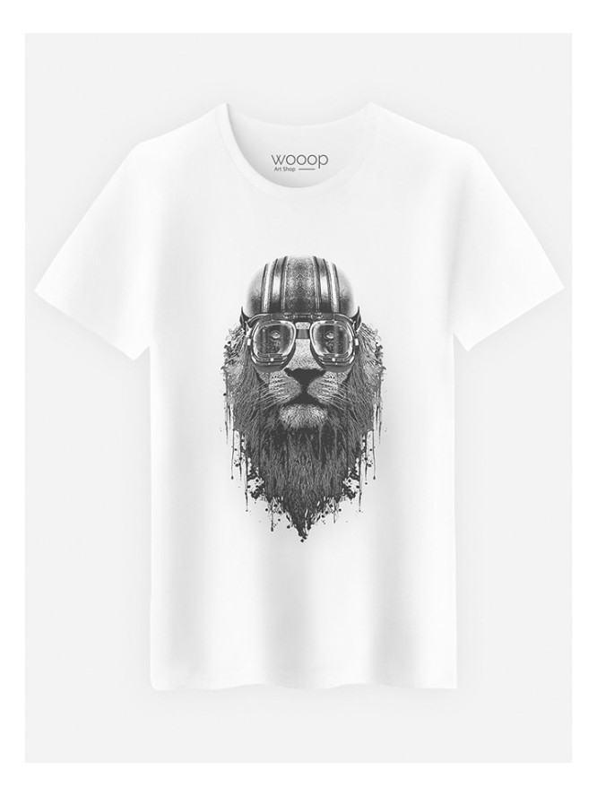 WOOOP Koszulka "Lion Rider" w kolorze białym rozmiar: S
