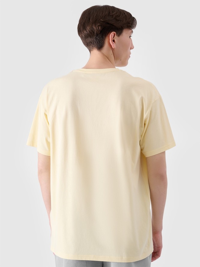 T-shirt oversize z nadrukiem męski - żółty