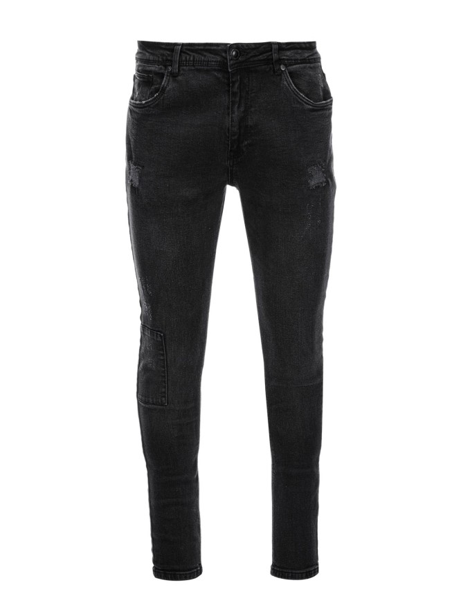 Spodnie męskie jeansowe SKINNY FIT - czarne P1060 - XXL