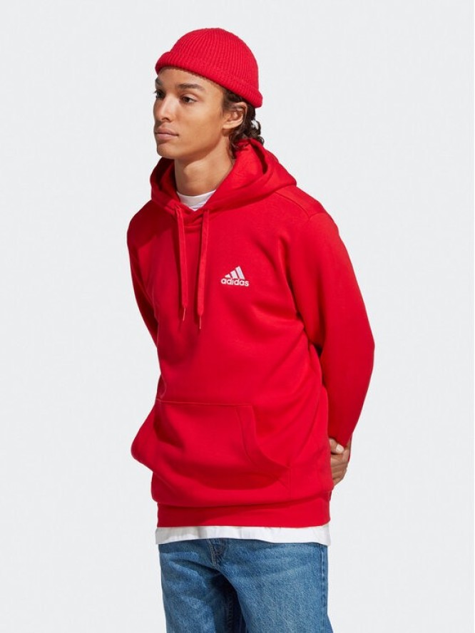 adidas Bluza Essentials Fleece Hoodie H47018 Czerwony Regular Fit