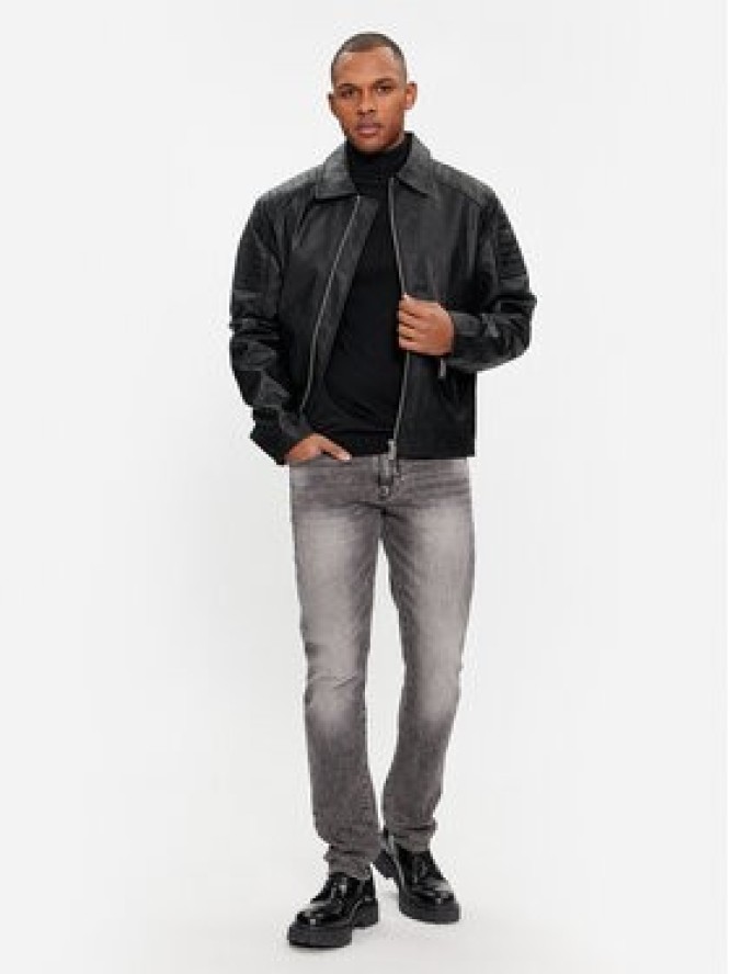 Karl Lagerfeld Jeans Kurtka skórzana 240D1501 Czarny Regular Fit