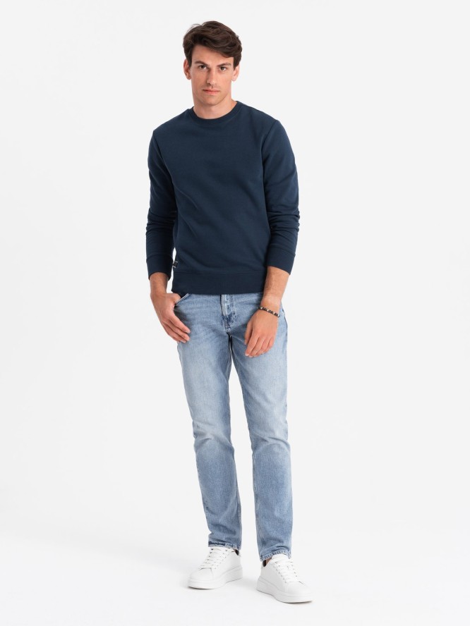 Męska nierozpinana bluza dresowa BASIC – granatowa V1 OM-SSBN-0159 - XXL