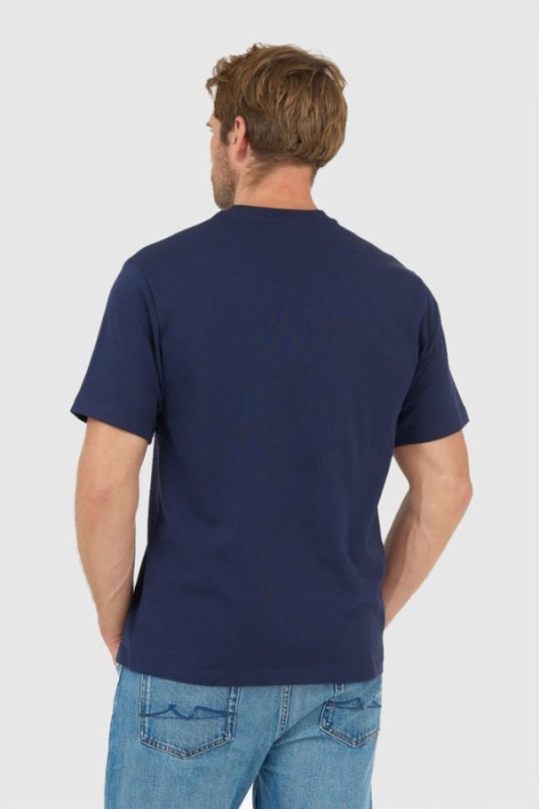 KENZO Granatowy t-shirt męski z wyszywanym logo