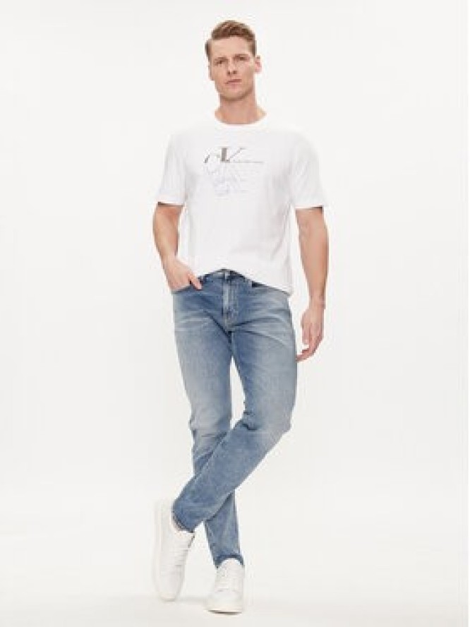 Calvin Klein Jeans T-Shirt Monogram Echo J30J325352 Biały Regular Fit