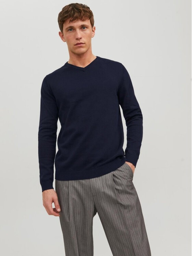 Jack&Jones Sweter 12137194 Granatowy Regular Fit