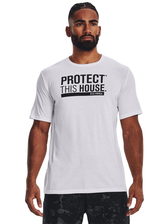 T-shirt męski Under Armour UA PROTECT THIS HOUSE SS - biały