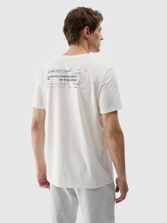 T-shirt z nadrukiem męski - kremowy