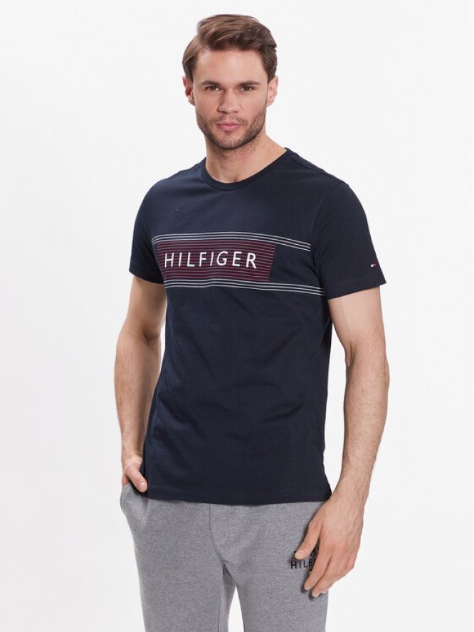 Tommy Hilfiger T-Shirt Brand Love Chest MW0MW30035 Granatowy Slim Fit