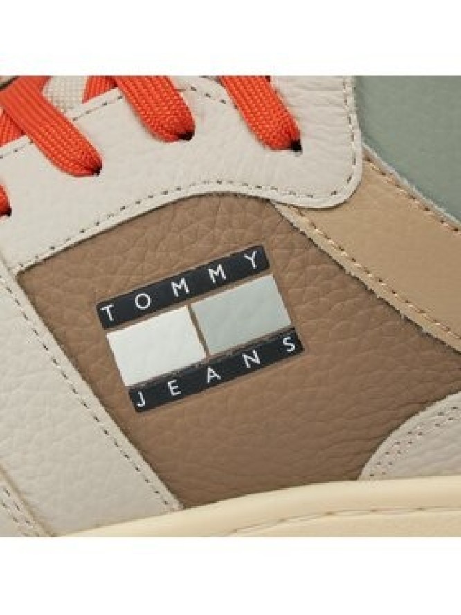 Tommy Jeans Sneakersy Tjm Basket Mid Leather EM0EM01258 Beżowy