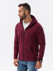 Bluza męska rozpinana hoodie z nadrukami - bordowa V5 B1423 - M