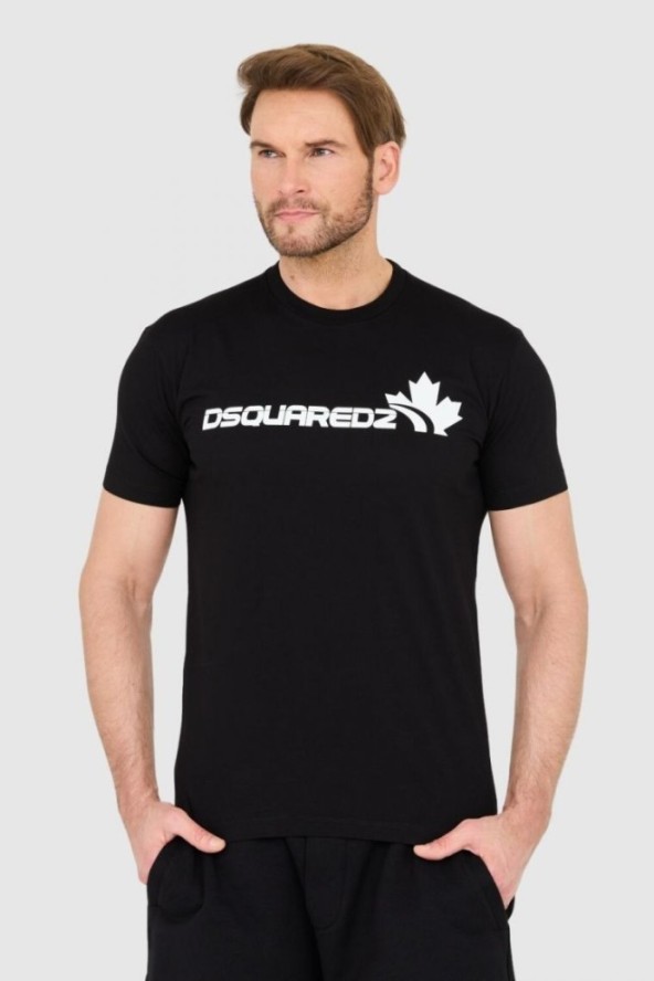 DSQUARED2 Czarny bawełniany t-shirt z dużym logo