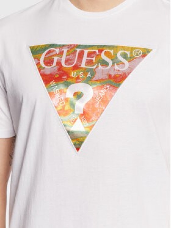 Guess T-Shirt Abstract Logo M3GI57 K9RM1 Biały Slim Fit