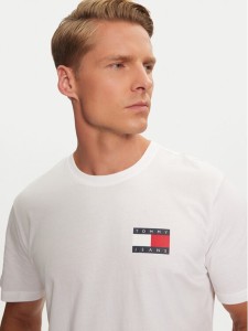 Tommy Jeans T-Shirt Essential Flag DM0DM20740 Biały Slim Fit