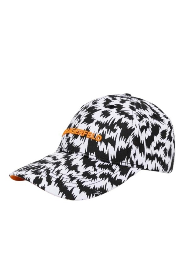 KARL LAGERFELD Czarno-biała czapka z daszkiem K/zebra