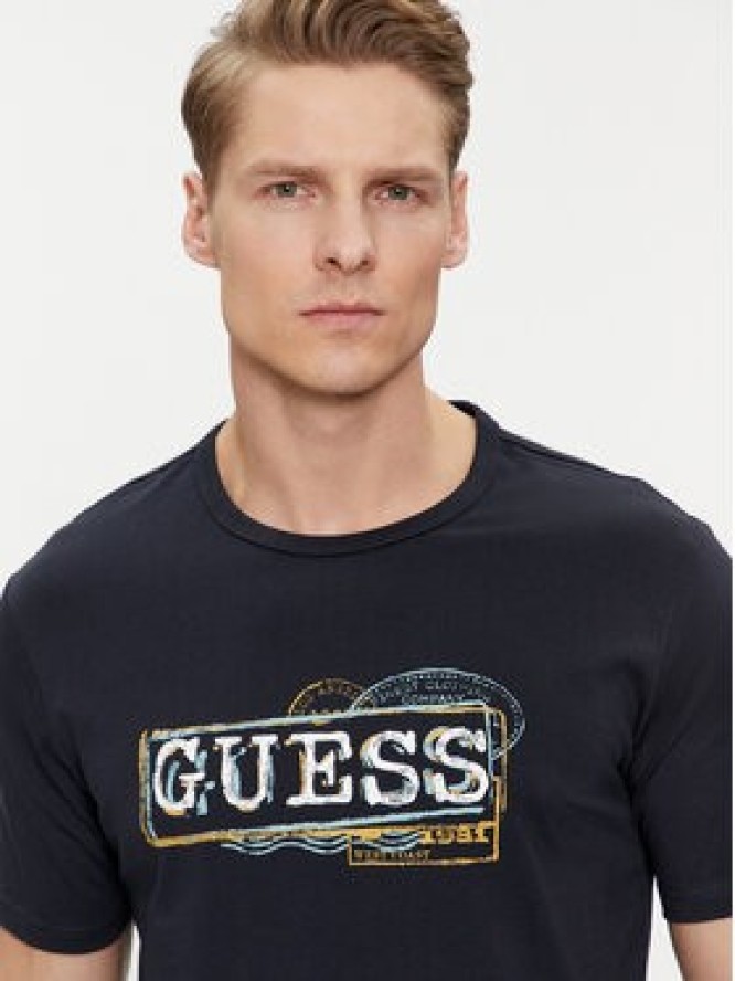 Guess T-Shirt M4GI26 J1314 Niebieski Slim Fit