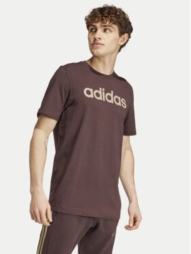 adidas T-Shirt Essentials Linear Logo IZ4768 Brązowy Regular Fit