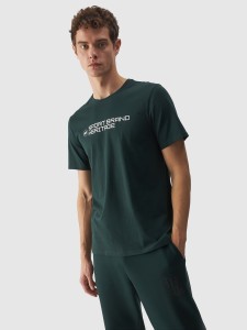 T-shirt regular z napisem męski - zielony