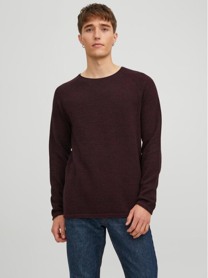 Jack&Jones Sweter 12157321 Bordowy Regular Fit