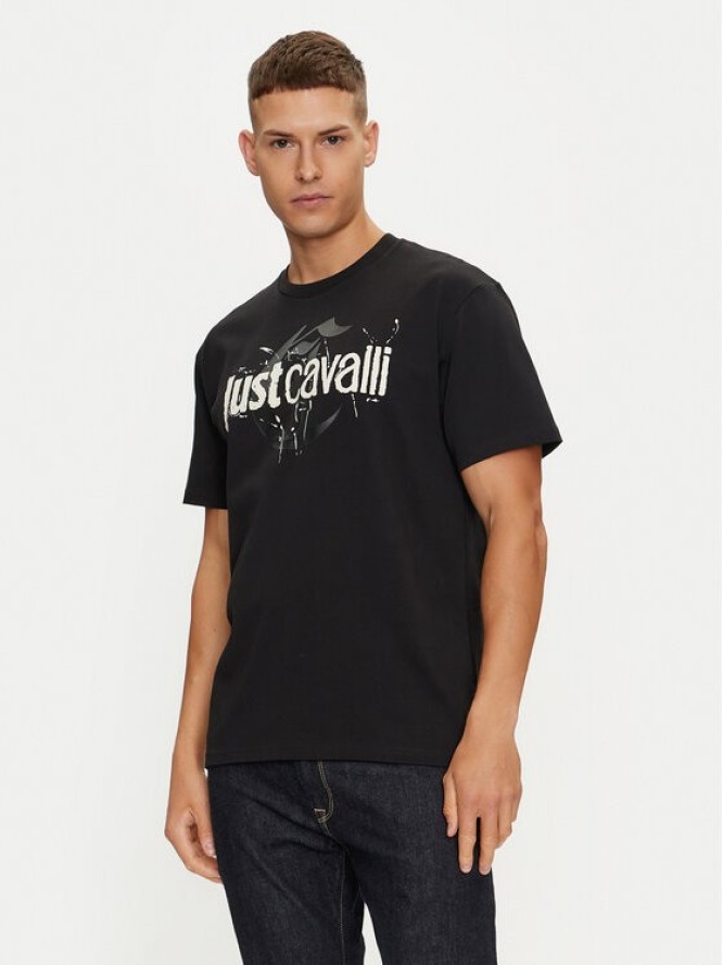 Just Cavalli T-Shirt 76OAHG11 Czarny Regular Fit