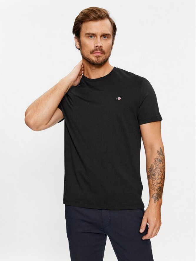 Gant T-Shirt Shield 2003184 Czarny Regular Fit