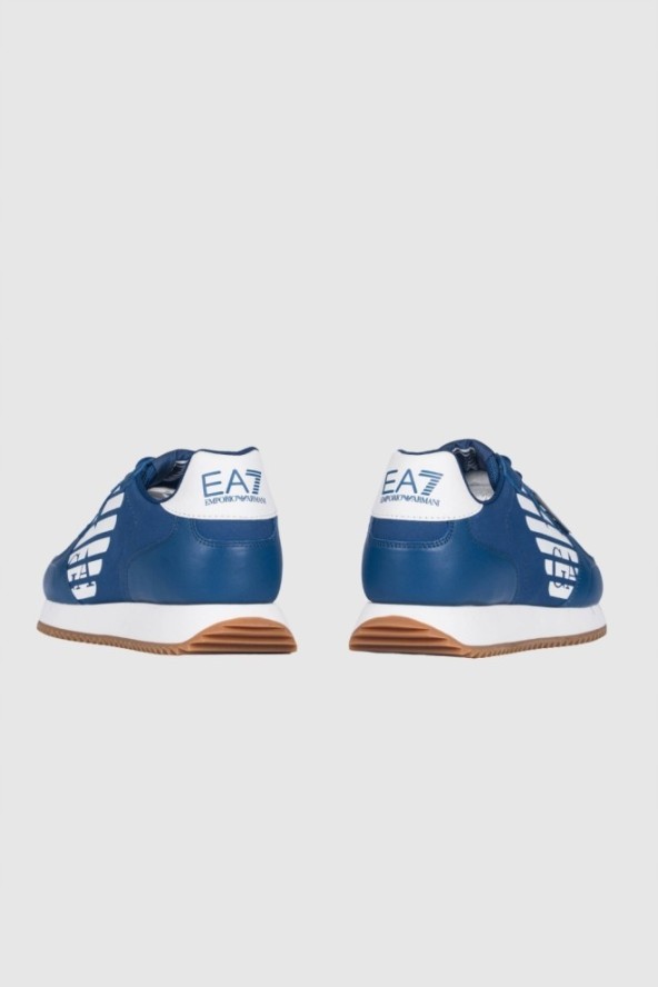 EA7 Niebieskie sneakersy z białą podeszwą