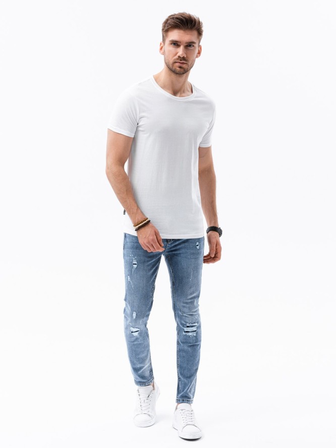 T-shirt męski bawełniany BASIC - biały V4 S1370 - XXL