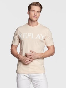 Replay T-Shirt M6475.000.22980P Beżowy Regular Fit