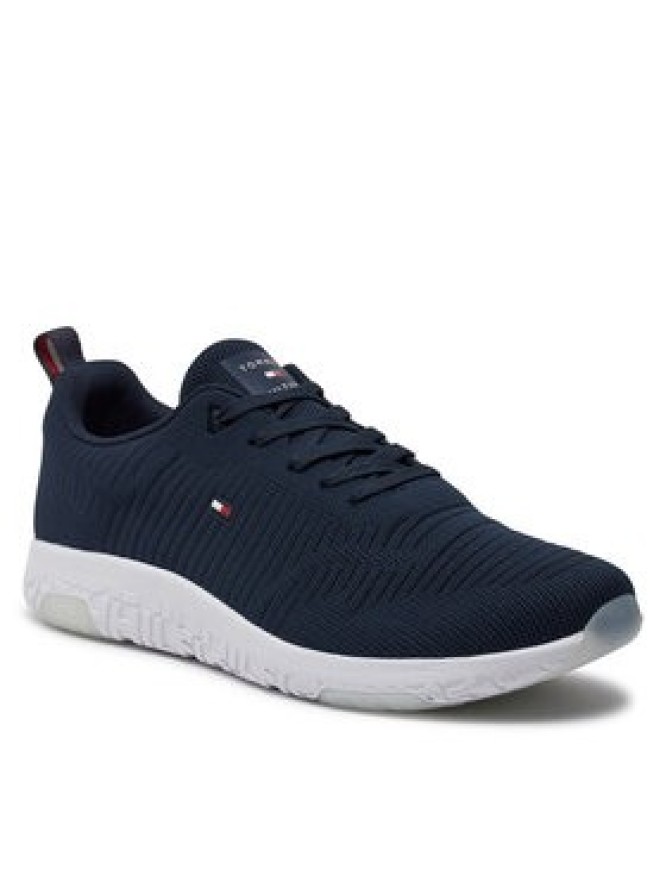 Tommy Hilfiger Sneakersy Corporate Knit Rib Runner FM0FM02838 Granatowy