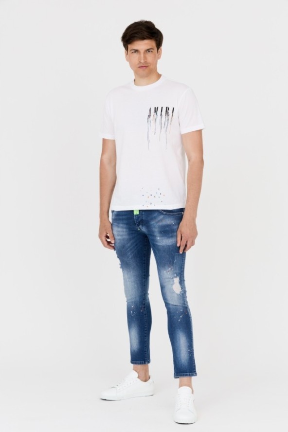 PHILIPP PLEIN Niebieskie męskie jeansy