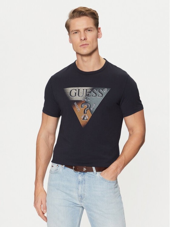 Guess T-Shirt M5RI14 J1314 Granatowy Slim Fit