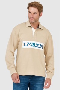 LA MARTINA Beżowa bluza polo z wyszywanym z logo