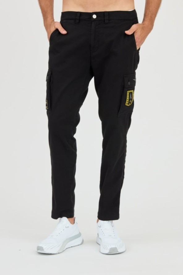 AERONAUTICA MILLITARE Czarne bojówki TROUSERS