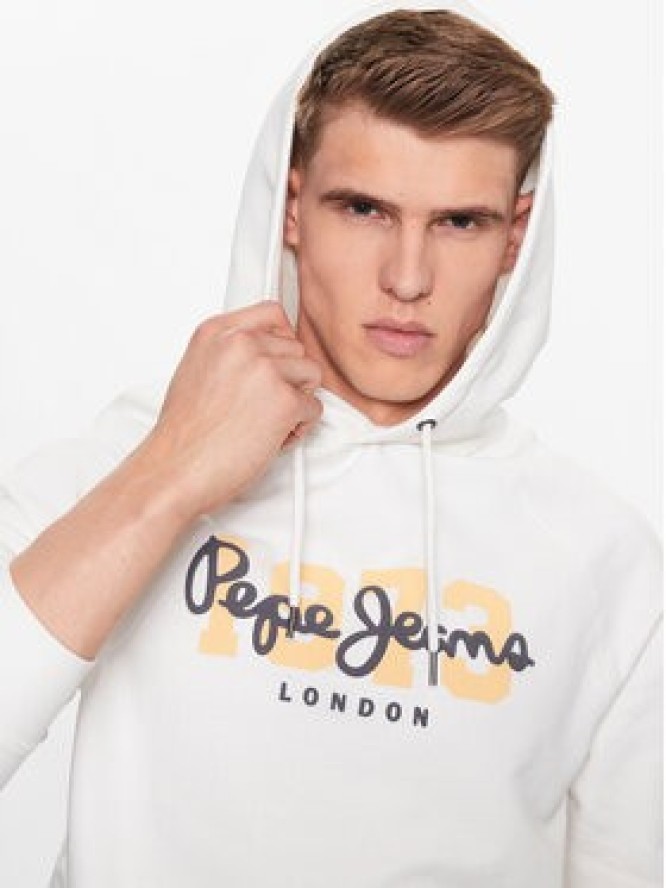 Pepe Jeans Bluza Meier Hoodie PM582482 Biały Regular Fit