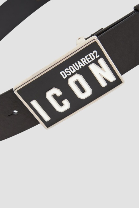 DSQUARED2 Czarny pasek Plaque Belt