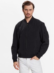 Calvin Klein Kurtka bomber Matt Crinkle Hero Bomber K10K111021 Czarny Regular Fit